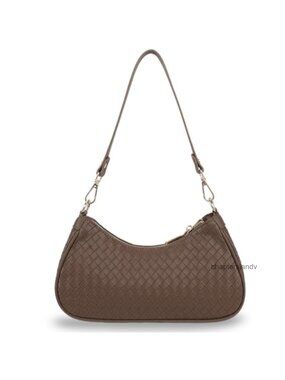 Woven PU Leather Shoulder Hobo Bag Small Retro Style Women Purse